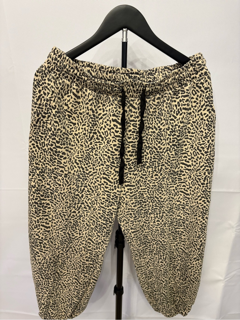 Leopard Print Jogger Pants - Beige/Black
